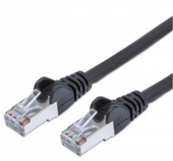 Patchkabel mit Cat7-Rohkabel S/FTP schwarz (0,5m)