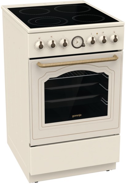 GECS5B70CLI Elektroherd mit Glaskeramikfeld hellbeige, Pizza-Stufe, schnelles Vorheizen, 50 cm breit, A