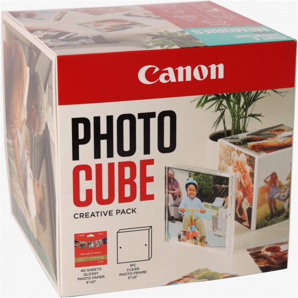 Photo Cube und Frame Creative Pack inkl. PP-201 Fotopapier Plus Glossy II 13 x 13 cm (40 Blatt) weiß/blau