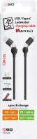 USB/C > C/Lightning 4 in 1 (1,2m) Kabel schwarz