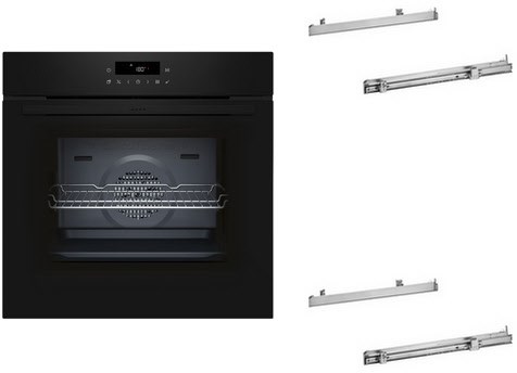 BMK120EAP Einbaubackofen bestehend B2CCJ7AK3+Z11TI15X0+Z11TI15X0 schwarz, 71 l, Pizza-Stufe, schnelles Vorheizen, 59,4 cm breit, A+