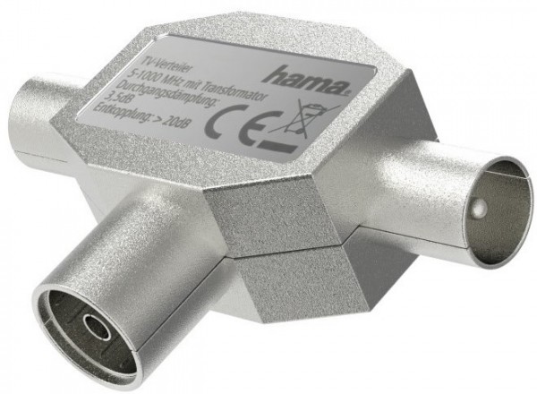 Antennen-Verteiler Koax-Kupplung>2 Koax-Stecker silber