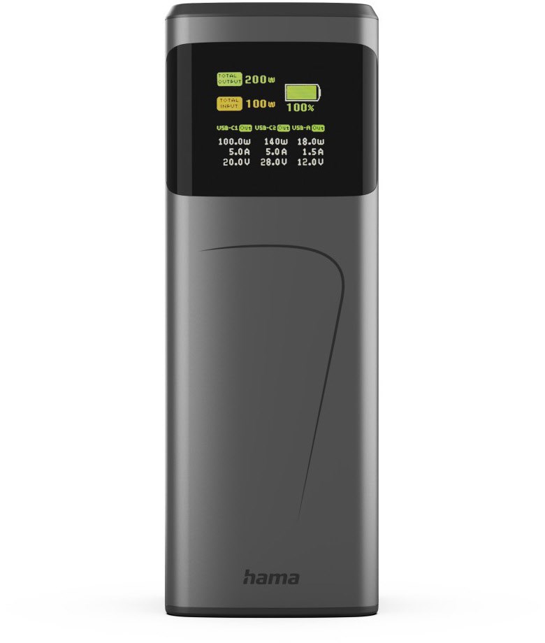 Image of Hama Power Pack High Power 200 W 24.000 mAh 2 x USB-C USB-A Schnellladen